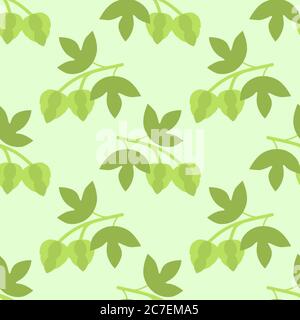 Seamless hops plant vector pattern Stock Vector