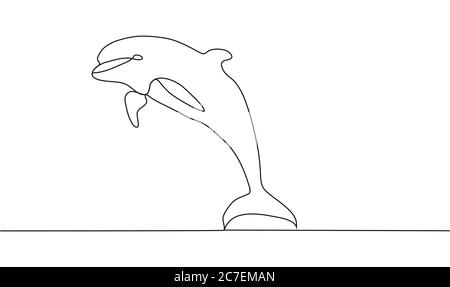 Line style dolphin illustration continuous line drawing Stock Vector