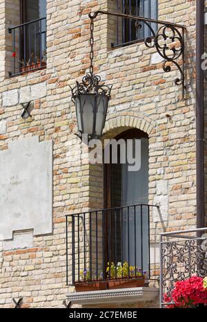 MARANO LAGUNARE, Italy - June 9, 2013: Close-up of the facade of a perfectly renovated historic building Stock Photo