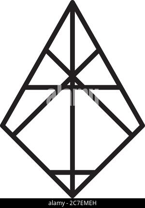 geometric pyramid shape icon over white background, line style, vector ...