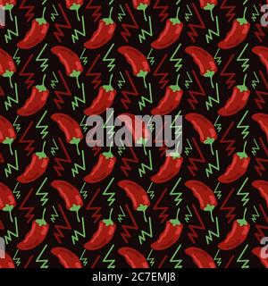 Seamless pattern with red peppers Stock Vector