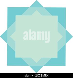 geomatric square and rhombus shape icon over white background, line ...