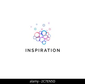 Inspiration icon, colorful circles, bubbles in human brain. Dotted logo template, flat minimal style emblem. Concept logotype design for business, art Stock Vector