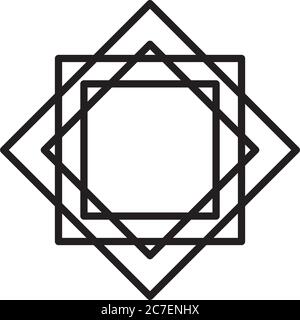 rhombus and squares shape icon over white background, line style ...
