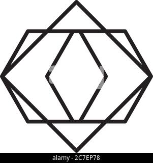 geometric rhombus shape icon over white background, line style, vector ...