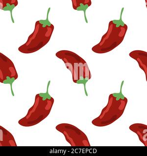 Seamless pattern with red peppers Stock Vector