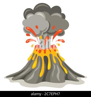 Volcano Eruption And Lava Drawing Stock Vector