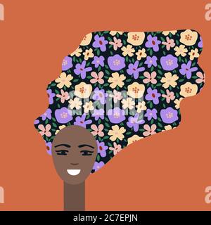 Happy girl illustration with flowers in her hair Stock Vector