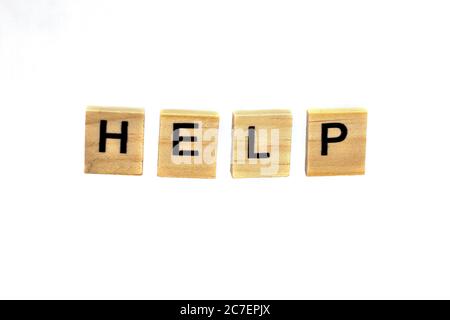Help, letters with a white background Stock Photo