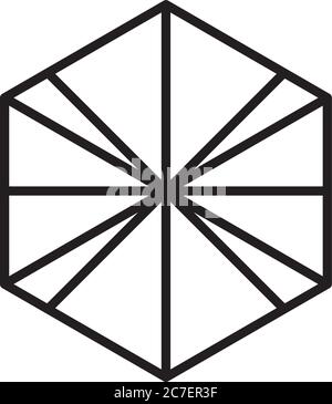 geometric heaxagon pyramid shape icon over white background, flat style ...