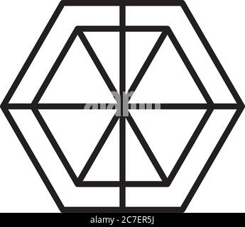 geometric shape, icon of hexagon over white background, vector ...