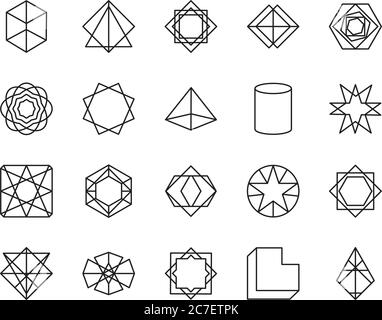 geometric pyramid shape icon over white background, flat style, vector ...