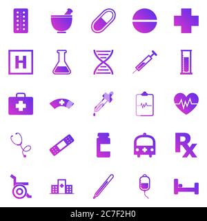 Pharmacy gradient icons on white background, stock vector Stock Vector