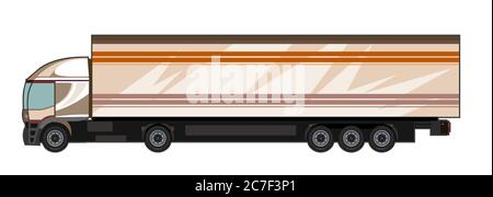 Car truck. Vector. Cartoon. Flat. Large truck for transporting goods. Freight transportation Auto transportation. Delivery of cargo. Sending a truck. Stock Vector