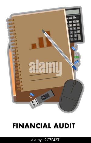 Financial audit. Independent verification and evaluation of accounting data. Identification of errors, miscalculations. Reliability assessment. Indepe Stock Vector