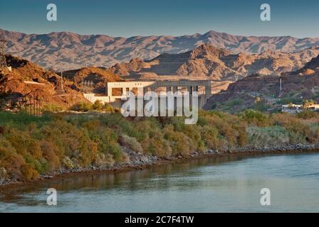 Parker Dam on Colorado River, California Arizona border, USA Stock Photo