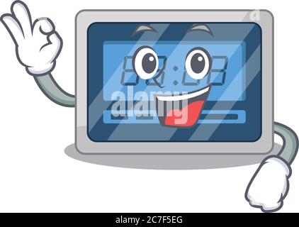 Digital timer mascot design style showing Okay gesture finger Stock Vector