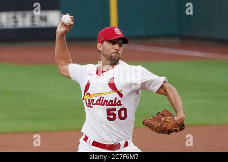 St. Louis, United States. 16th July, 2020. St. Louis Cardinals pitcher Adam Wainwright delivers a pitch during a inter-squad game at Busch Stadium in St. Louis on Thursday, July 16, 2020. Photo by Bill Greenblatt/UPI Credit: UPI/Alamy Live News Stock Photo