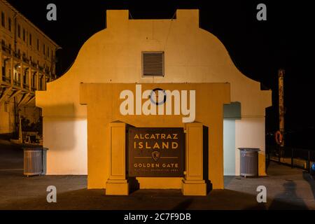 Alcatraz Federal Penitentiary, night scene, Alcatraz Island, San Francisco, California, USA Stock Photo