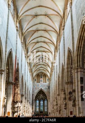 Ulm, BW / Germany - 14 July 2020: view of the center aisle and choir and pulpit in the minster of Ulm Stock Photo