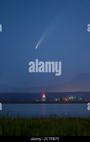 Comet C/2020 F3 NEOWISE at Vancouver british columbia Canada, Terra Nova Rural Park, City of Richmond BC, July 13, 2020 Stock Photo