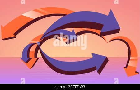 different kinds of arrows on abstract backgrounds Stock Vector