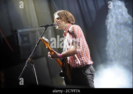 Singer Ben Gibbard of Death Cab For Cutie performs at the 2008 KROQ Almost Acoustic Christmas Night 2 at the Gibson Amphitheater in Los Angeles. Credit: Jared Milgrim/The Photo Access Stock Photo