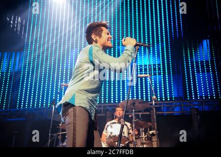 (L-R) Davey Havok and Adam Carson of AFI performs at the 2008 KROQ ...