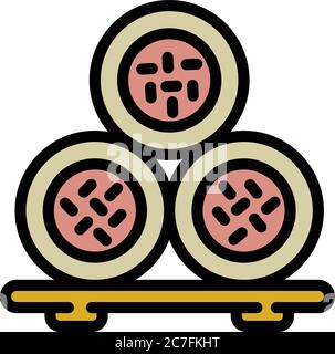 Sushi roll stand icon. Outline sushi roll stand vector icon for web design isolated on white background Stock Vector