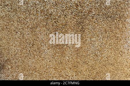 Beautiful decorative cover of the wall with a gravel stone mixture of fine fraction. Stock Photo