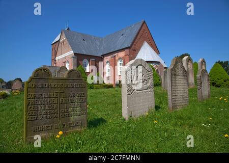 Germany, Schleswig-Holstein, St. Johannis church in Nieblum, Foehr Isle, North Sea. Stock Photo