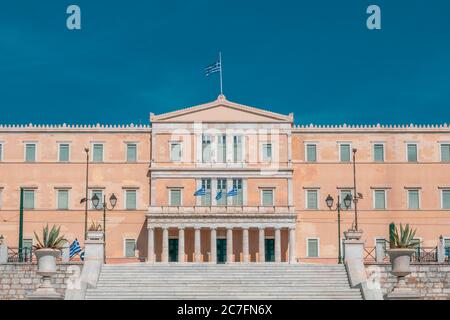 The Parliament of Greece located in the Old Royal Palace Stock Photo