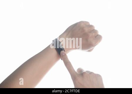 A sports bracelet on the arm Stock Photo