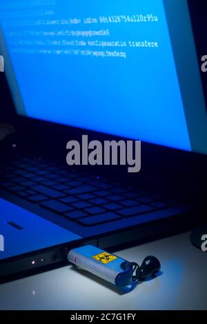 Computer virus infecting a laptop computer with a virus Stock Photo - Alamy