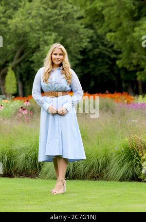 Princess Amalia of The Netherlands at Palace Huis Ten Bosch in The Hague, on July 17, 2020, posing for the media during the annual photo session before their summer vacationPhoto: Albert Nieboer /  Netherlands OUT / Point de Vue OUT | Stock Photo