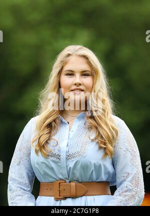 Princess Amalia of The Netherlands at Palace Huis Ten Bosch in The Hague, on July 17, 2020, posing for the media during the annual photo session before their summer vacationPhoto: Albert Nieboer /  Netherlands OUT / Point de Vue OUT | Stock Photo