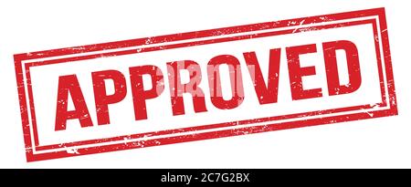 APPROVED red grungy rectangle stamp sign. Stock Photo