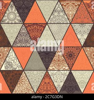 Seamless colorful patchwork. Vintage multicolor pattern in turkish style. Hand drawn background. Islam, Arabic, Indian, ottoman motifs. Vector Stock Vector