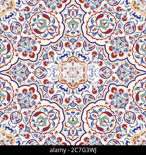 Seamless colorful pattern with mandala. Vintage decorative element. Hand drawn pattern in turkish style. Islam, Arabic, Indian, ottoman motif. Vector. Stock Vector