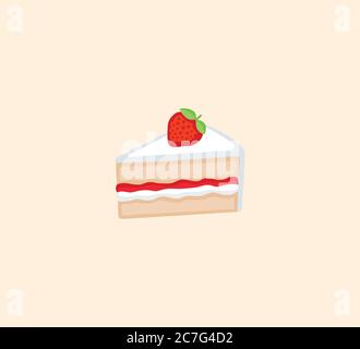 strawberry cake slice cartoon