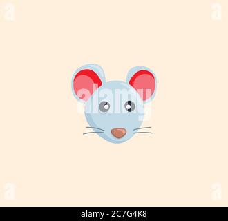 Mouse face vector isolated illustration. Mouse icon Stock Vector