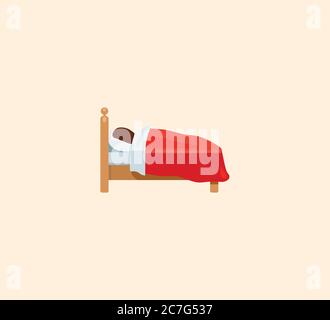 Sleeping at bed vector isolated illustration. Sleeping icon Stock Vector