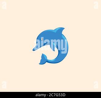 Dolphin vector isolated icon. Dolphin color illustration Stock Vector