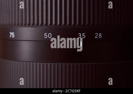Photo Close-up lens with focal lengths. Macro effect photo. Stock Photo