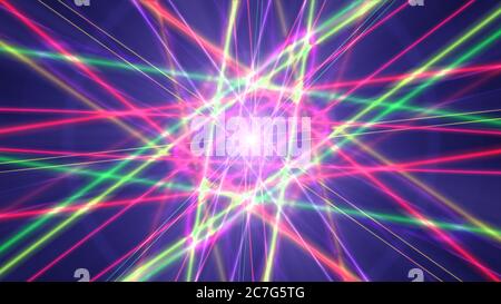 Glowing atom structure with light laser ring Stock Photo