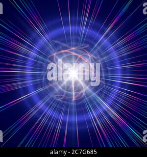 Highly magnetized rotating neutron star, abstract illustration Stock Photo