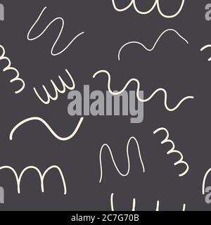 Abstract curved lines in seamless pattern in minimal style.Cute soft art endless background fashionable for stationery, textile,fabric,to-do lists Stock Vector