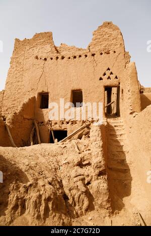 Ushaiger, Ar Riyadh in Saudi Arabia. A traditional restored village made of clay bricks. Ushaiger is one of the Heritage Villages in the Kingdom of Sa Stock Photo
