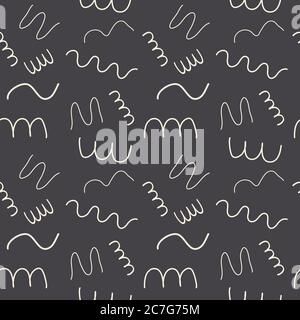 Abstract curved lines in seamless pattern in minimal style.Cute soft art endless background fashionable for stationery, textile,fabric,to-do lists Stock Vector