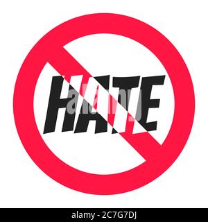 Stop hate round circle icon sign flat style design vector illustration. Stock Vector